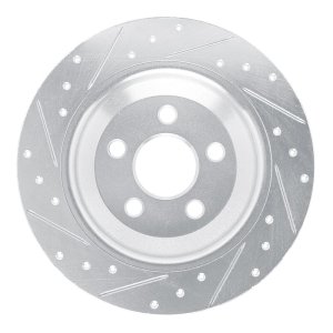 Ford Maverick Brake Rotor (1) - Rear Right - R1 Concepts - Drilled & Slotted - Silver - `22-`25